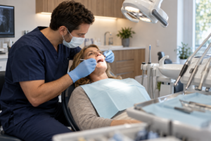 Dentist examining a patient’s tooth for signs you may need a root canal