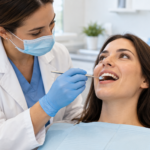 Dentist examining a patient's front teeth What to Do for a Broken Tooth