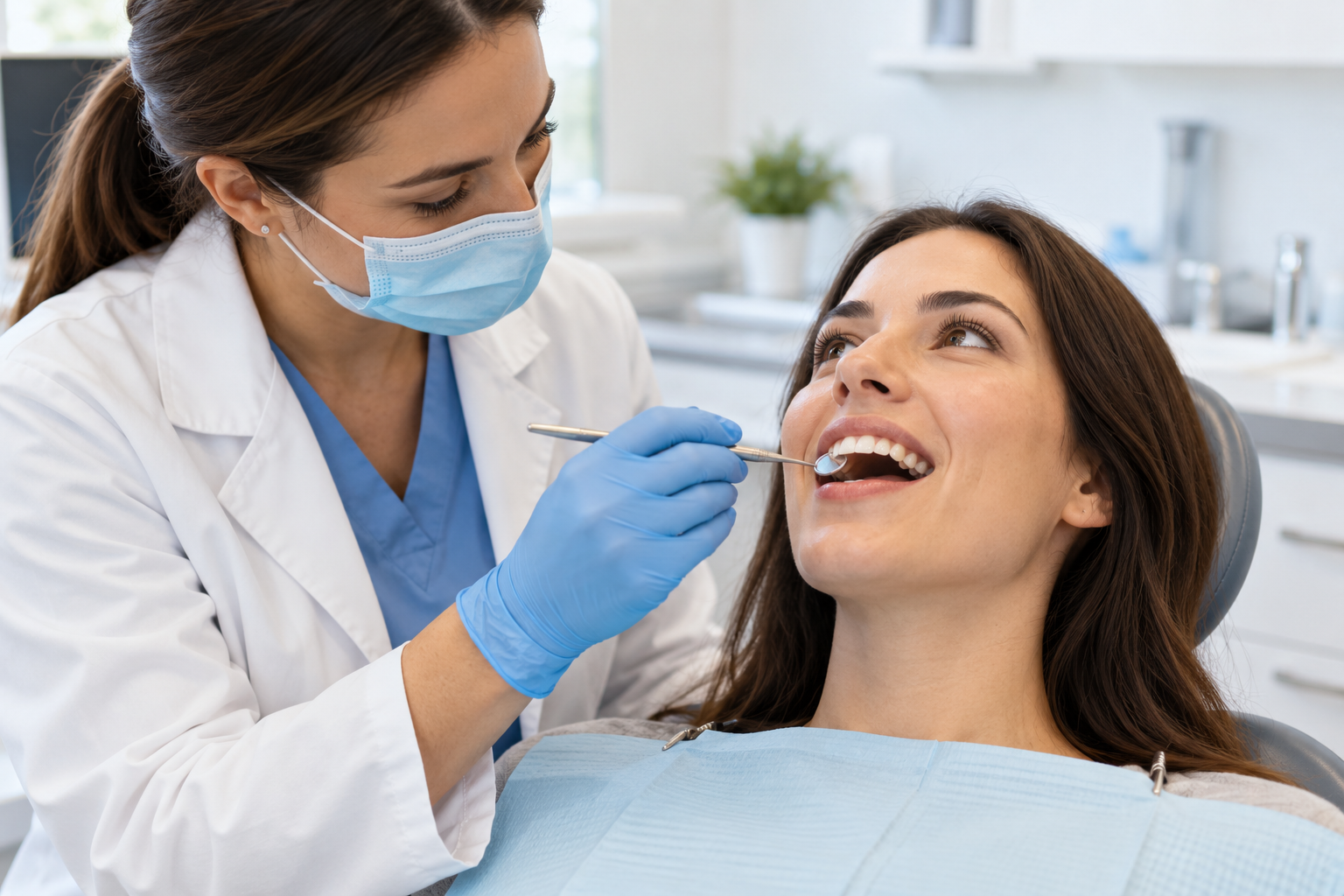 Dentist examining a patient's front teeth What to Do for a Broken Tooth
