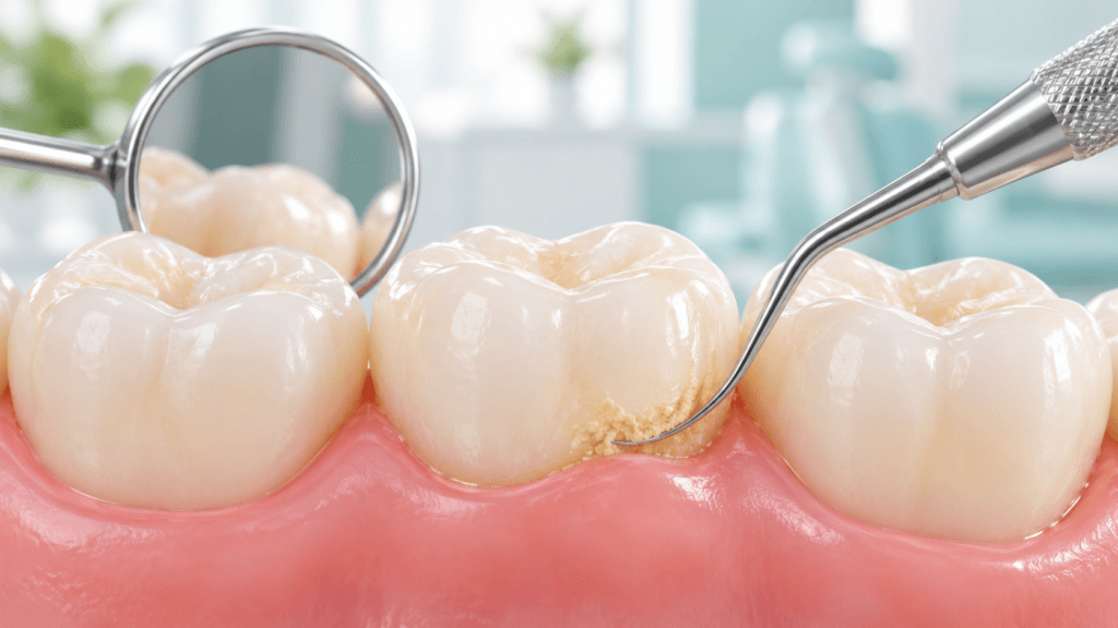 Illustration comparing routine dental cleaning and deep cleaning