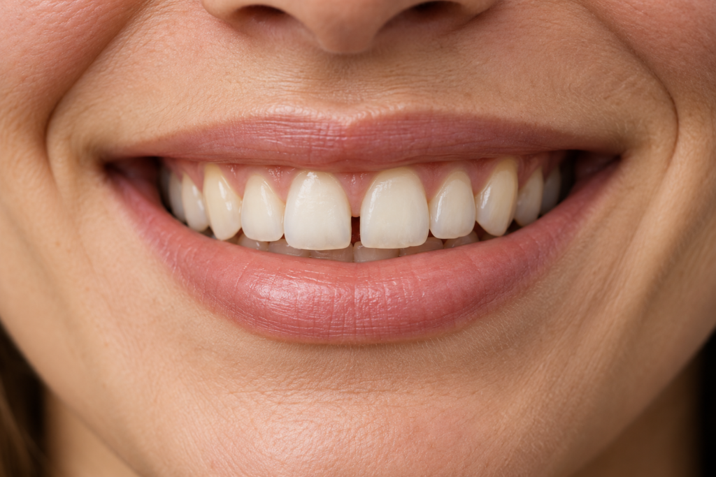 Small gap between two upper front teeth